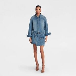 KBB by KAHLANA x Target S Small Long Sleeve The Asymm Denim Dress Blue Wash Mini